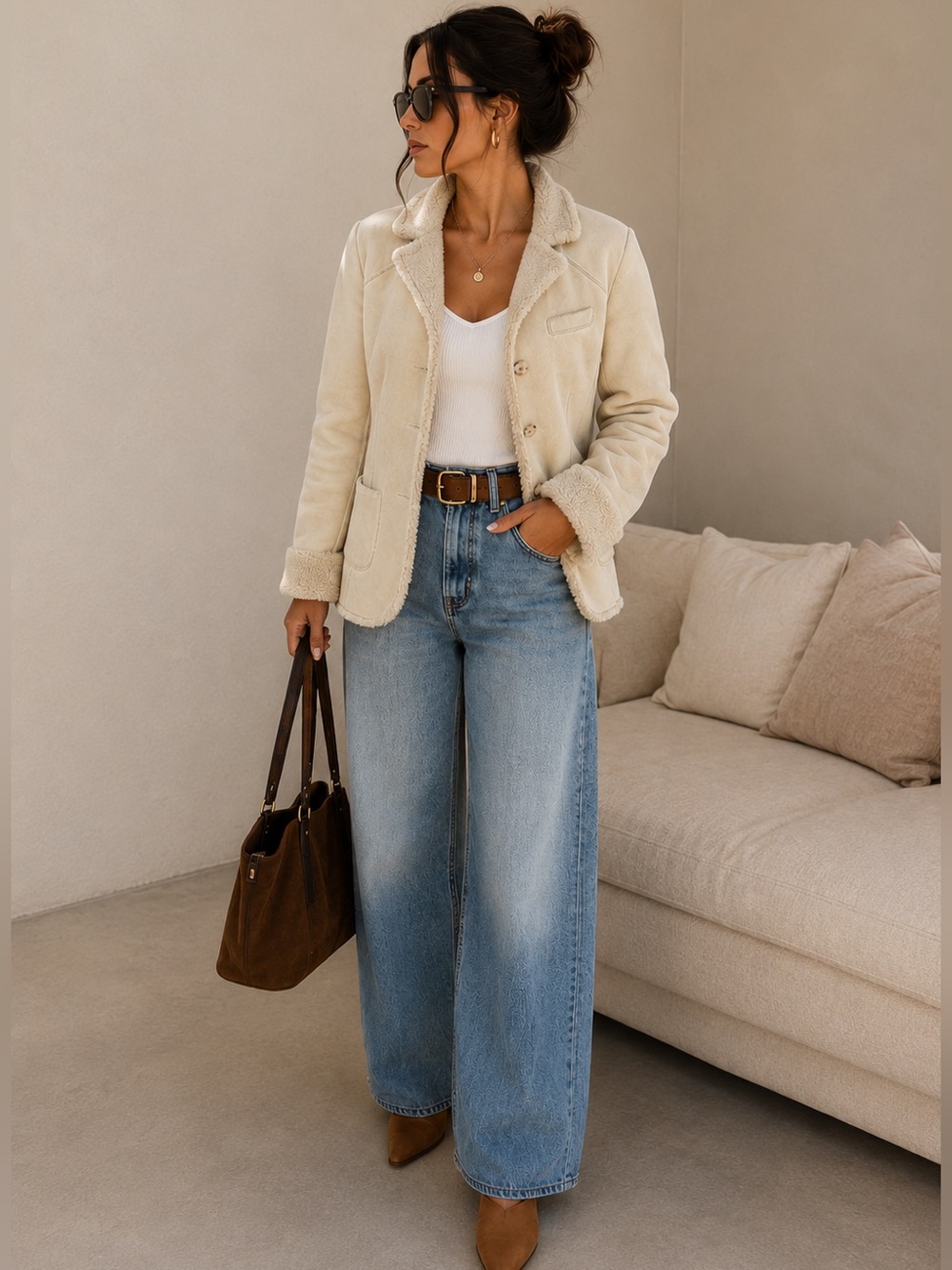 Vintage BRUNELLO CUCINELLI shearling jacket😍 Y2K